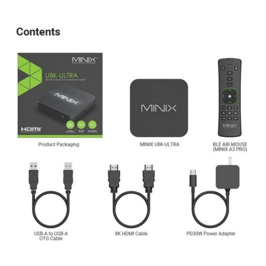 Minix U8K-ULTRA 8GB/128GB IA 8K UHD Dolby Vision HDMI 2.1 Wi-Fi 6 Android