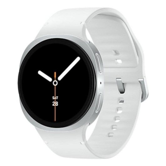 Samsung Galaxy Watch 8 Bluetooth GPS 44mm Silber Weißes Armband M IP68 Herzfrequenz