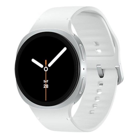 Samsung Galaxy Watch 8 Bluetooth GPS 44mm Silber Weißes Armband M IP68 Herzfrequenz