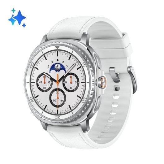 Samsung Galaxy Watch 8 Classic Bluetooth GPS NFC 46mm Super AMOLED Prata Correa Branca Resistente Água 5ATM+IP68