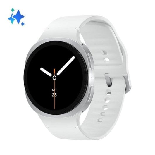Samsung Galaxy Watch 8 Bluetooth GPS NFC 44mm Super AMOLED Prata Correa Branca M Resistência 5ATM+IP68