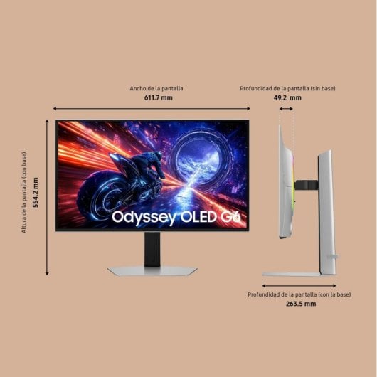 Samsung Odyssey G6 27" QHD 500Hz OLED G-Sync FreeSync CoreSync CoreLighting+ Plata