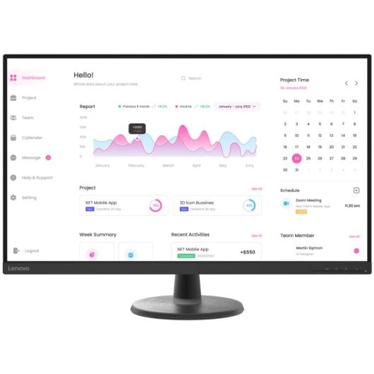 Monitor Lenovo D32-40 31.5" FullHD 60Hz VA Flicker Free VESA HDMI DisplayPort Negro