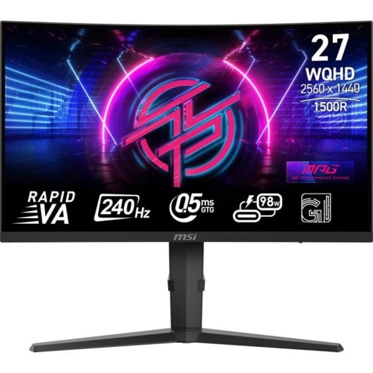 Monitor MSI MPG 275CQRXFDE 27" Wide Quad HD 2560x1440 240Hz Rapid VA 0,5ms Curved HDR400 USB-C