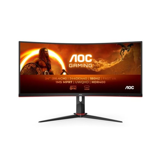 AOC CU34G2XPD/BK 34" WQHD 180Hz Fast VA Curvo HDR400 FreeSync Premium USB-C