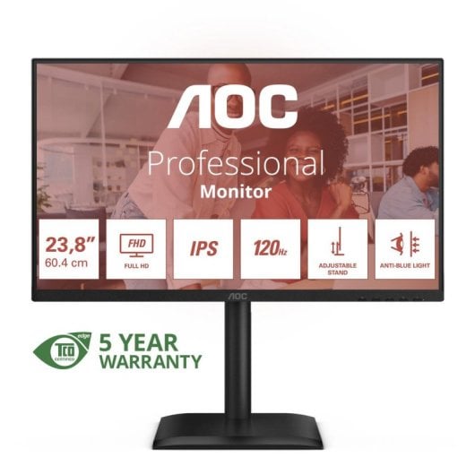 Moniteur AOC 24E4U 23.8" FHD 120Hz IPS Haut Ajustable Noir