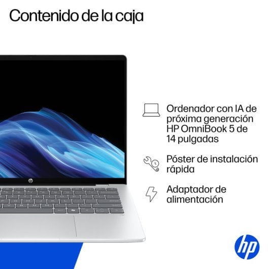 HP OmniBook 5 Portátil NGAI 14-he0004ns 14" OLED Snapdragon X 16GB 512GB SSD Copilot+ WIN 11 Plata