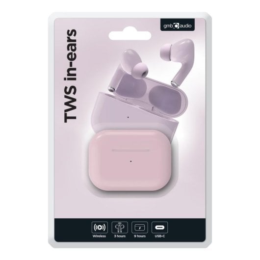 Gembird TWS-03-P Auriculares Sem Fios Bluetooth 5.0 True Wireless 200h Standby Rosas