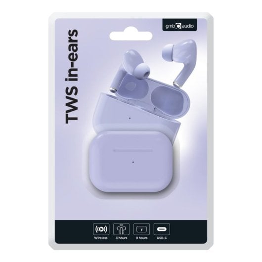 Gembird TWS-03-V Auriculares Bluetooth TWS In-ear com Autonomia Até 200h e Estojo USB-C Violetas