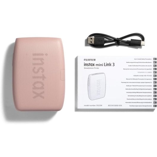 Fujifilm Instax Mini Link 3 Impressora Portátil, 318ppp, 15s, Modo Collage, Molduras, Rose Pink