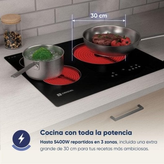 Placa vitrocerâmica Origial NEOHOB CERAMIC 30 5400W 3 zonas Touch Control