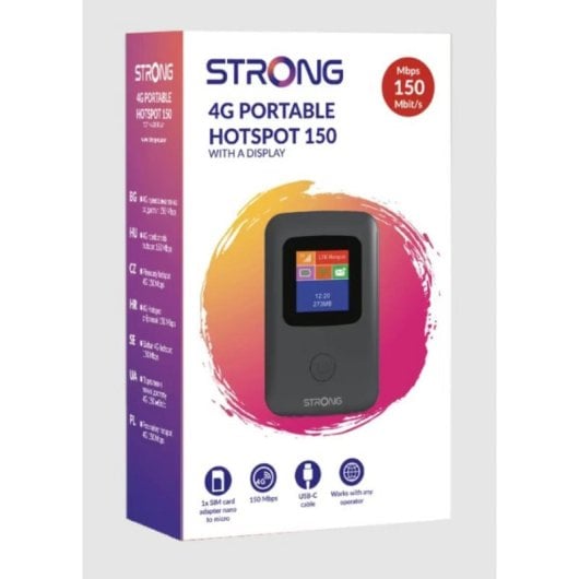 Strong 4GMIFI150CD Router Portátil Hotspot 4G 150Mbps Pantalla Wi-Fi LTE SIM Libre Negro