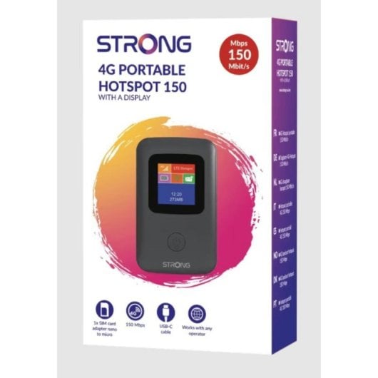 Strong 4GMIFI150CD Router Portátil Hotspot 4G 150Mbps Pantalla Wi-Fi LTE SIM Libre Negro