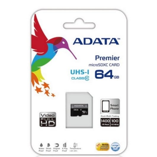 Carte mémoire MicroSDXC ADATA 64GB UHS-I Classe 10 30MB/s Noir