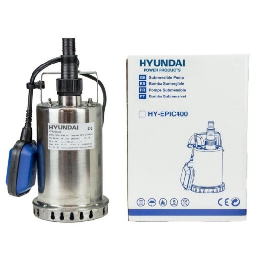 Bomba Sumergible Hyundai HY-EPFT550 Cuerpo no Oxidable Interruptor Nivel Asa Transporte 6,5 m profundidad 400W