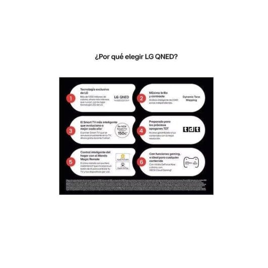 TV LG QNED 55QNED80A6A 55" 4K UltraHD 60Hz Smart TV WebOS HDR10 Local Dimming