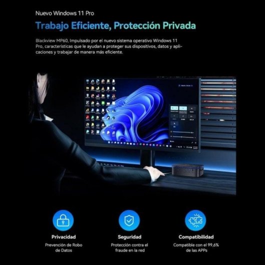 Mini PC Blackview MP60 Intel N150 16GB 512GB SSD UHD Graphics Windows 11 Pro Dual HDMI