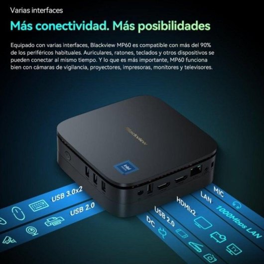 Mini PC Blackview MP60 Intel N150 16GB 512GB SSD UHD Graphics Windows 11 Pro Dual HDMI