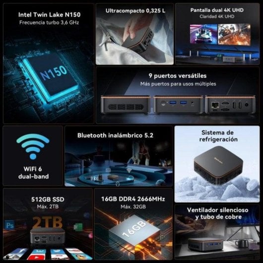 Mini PC Blackview MP20 16GB 512GB SSD Intel Twin Lake N150 Windows 11 Pro