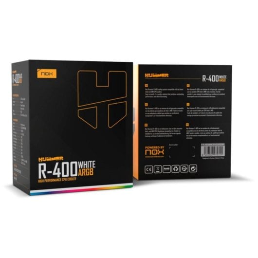 Luftkühlung Nox Hummer R-400 ARGB CPU Kühler LGA115x/1200/1700/1851 AM4/AM5 120x70x148mm PWM RGB