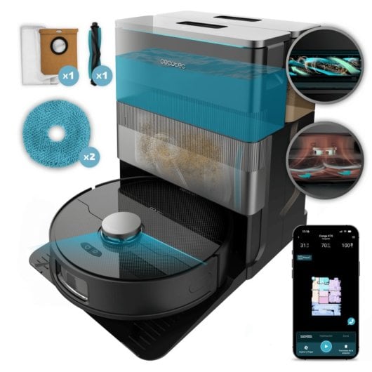 Saugroboter mit Wischfunktion Cecotec Conga X70 Mit Absaugstation Navigationsklasse KI Laser 15.000 Pa Sprachsteuerung Spezialbürste