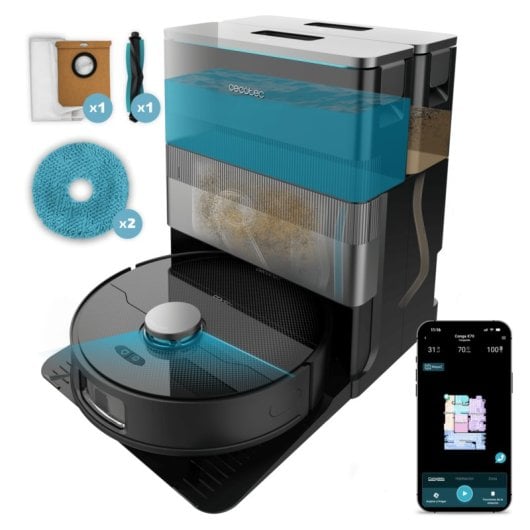 Saugroboter mit Wischfunktion Cecotec Conga X70 Mit Absaugstation Navigationsklasse KI Laser 15.000 Pa Sprachsteuerung Spezialbürste