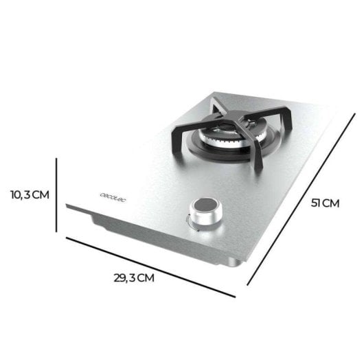 Placa de gas Cecotec Bolero Squad G 1400S Inox 3.4kW WOK Hierro Fundido