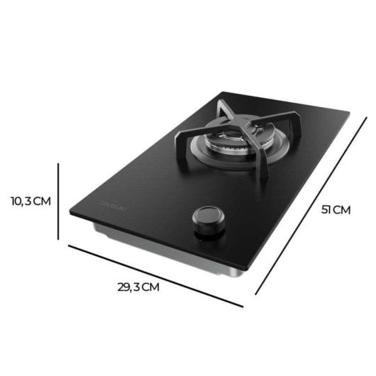 Placa Cecotec Bolero Squad G 1400S 1 Fuego 3,4kW Nano Glass Hierro Fundido Encendido Electrónico