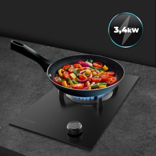 Bolero Squad G 1400S Nano Glass 1 Fuoco 3,4kW Parrilla Hierro Fundido WOK Triple Corona