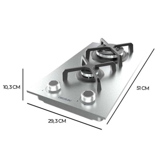 Kochfeld Cecotec Bolero Squad G 2400S Inox 2 Gasbrenner WOK Triple Corona Edelstahl Elektrisch