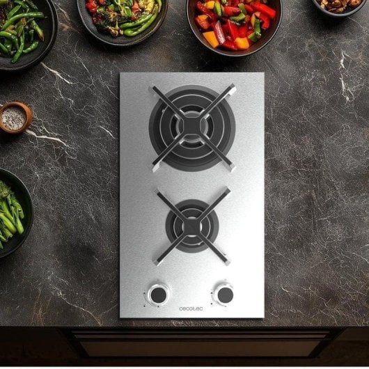 Kochfeld Cecotec Bolero Squad G 2400S Inox 2 Gasbrenner WOK Triple Corona Edelstahl Elektrisch