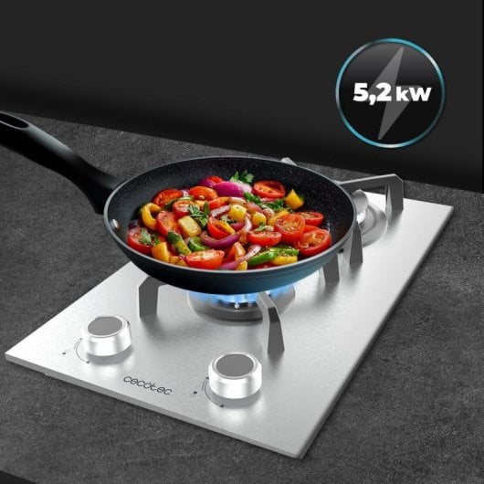 Bolero Squad G 2400S Inox 2 Fuegos Gas Inoxidable 5,2kW Triple Corona WOK Encendido Electrónico