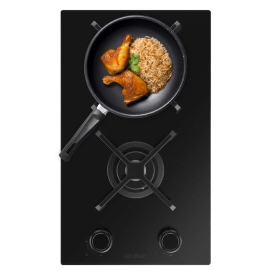 Placa de gas Bolero Squad G 2400S 2 fuegos 5,2kW Nano Glass hierro fundido WOK seguridad