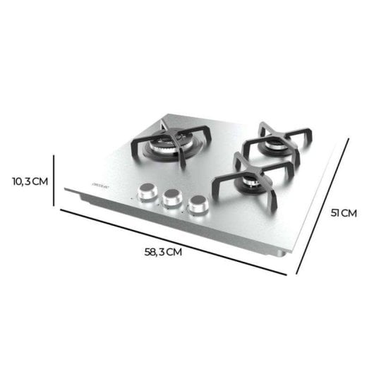 Plaque de cuisson Cecotec Bolero Squad G 3400S Inox 3 feux WOK acier inoxydable