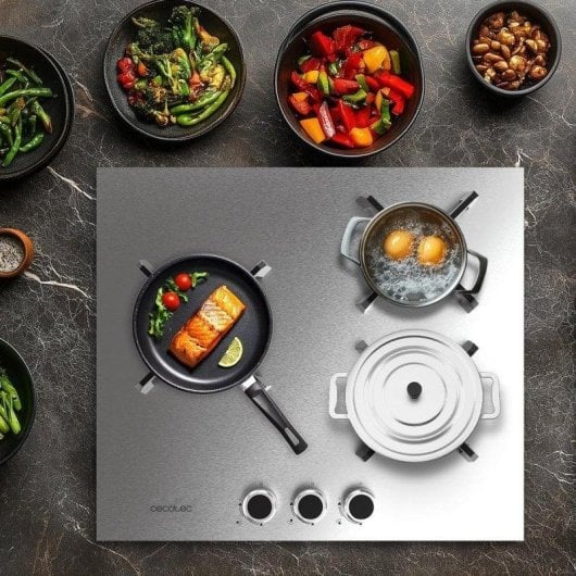 Plaque de cuisson Cecotec Bolero Squad G 3400S Inox 3 feux WOK acier inoxydable