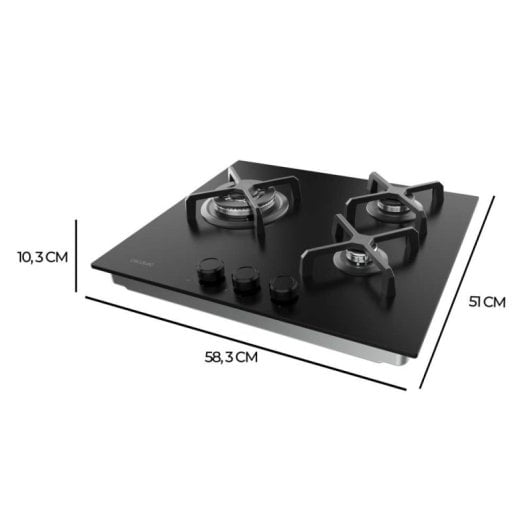 Bolero Squad G 3400S Nano Glass Plaque de gaz 3 Brûleurs 6,2kW avec WOK