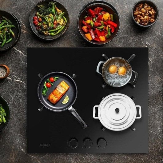 Plaque de cuisson Cecotec Bolero Squad G 3400S 3 feux Nano Glass fonte