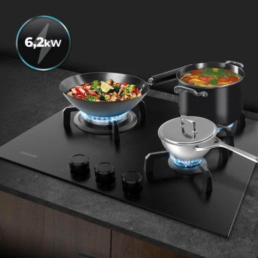 Bolero Squad G 3400S Nano Glass Plaque de gaz 3 Brûleurs 6,2kW avec WOK