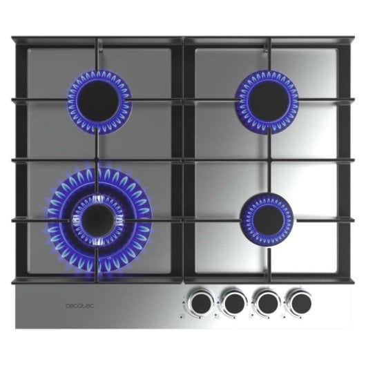 Placa de gas Bolero Squad G 4400F Inox 4 fuegos, 8kW, triple corona WOK, acero inoxidable