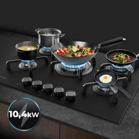 Bolero Squad G 5400S 10.4kW Nano Glass Parrillas Hierro Fundido 5 Fuegos Triple Corona WOK