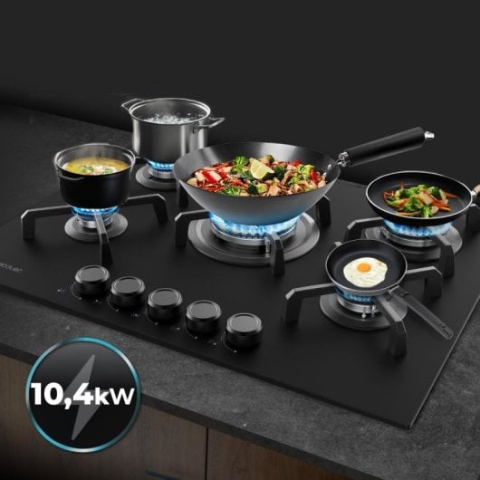 Bolero Squad G 5400S 10.4kW Nano Glass Parrillas Hierro Fundido 5 Fuegos Triple Corona WOK