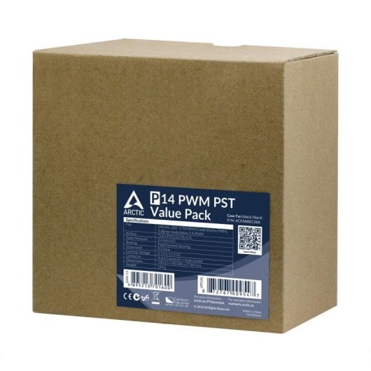Arctic P14 PWM PST Pack 5x Ventoinhas 140mm FDB PWM 200-1700RPM 24,5dB Pretas