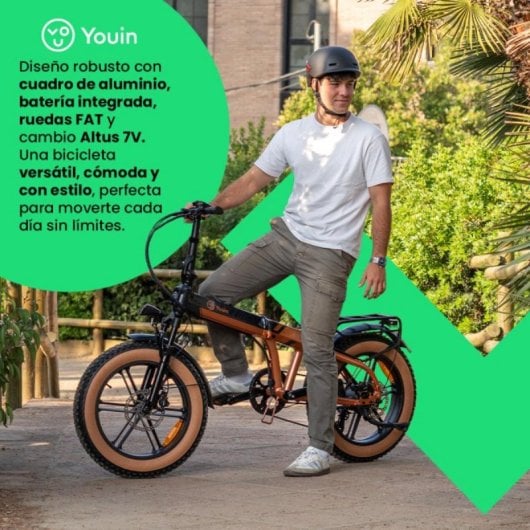 Bicicleta eléctrica YOUIN Dallas BK1650 Fat plegable 250W 60km aluminio suspensión 20"