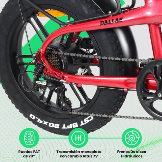 Bicicleta eléctrica YOUIN Dallas BK1650 FAT Plegable 250W 52Nm 20" Suspensión Frenos Hidráulicos