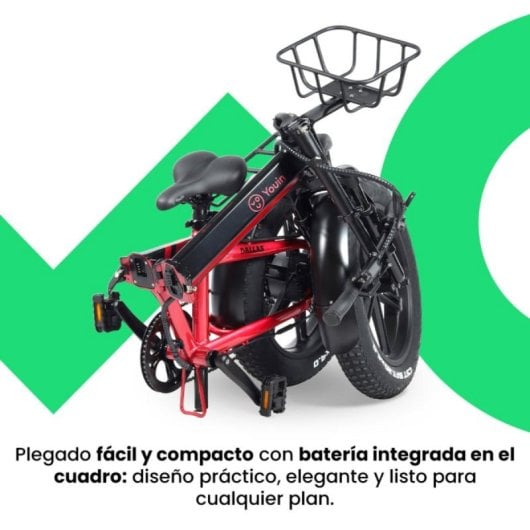 Bicicleta eléctrica YOUIN Dallas BK1650 FAT Plegable 250W 52Nm 20" Suspensión Frenos Hidráulicos