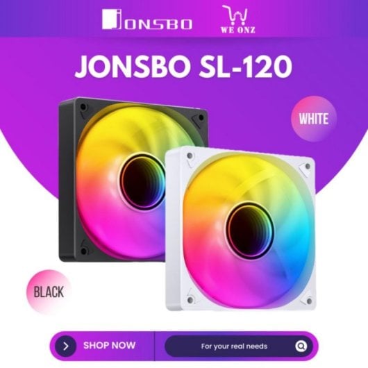Jonsbo SL-120CW Ventoinha 120mm RGB 1500RPM Silenciosa Hidráulica Branca