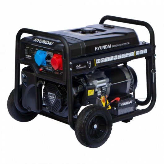 Generador Gasolina Hyundai Arranque Eléctrico Ruedas Macizas 7,7Kw monofásico 10,6kVA trifásico