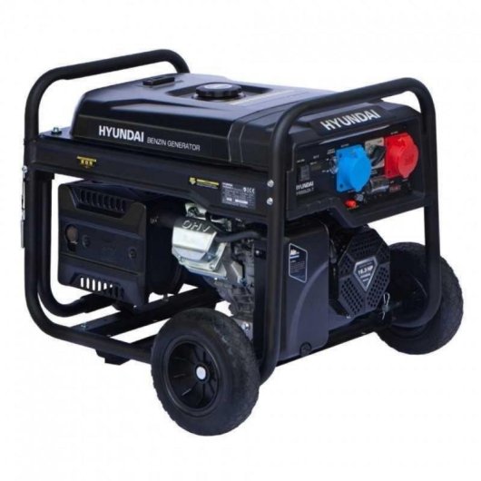 Generador Gasolina Hyundai Arranque Eléctrico Ruedas Macizas 7,7Kw monofásico 10,6kVA trifásico