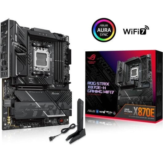 ASUS ROG STRIX X870E-H GAMING WIFI7 Motherboard ATX AMD X870E com Wi-Fi 7, DDR5, 4x M.2, 5GbE e Bluetooth 5.4