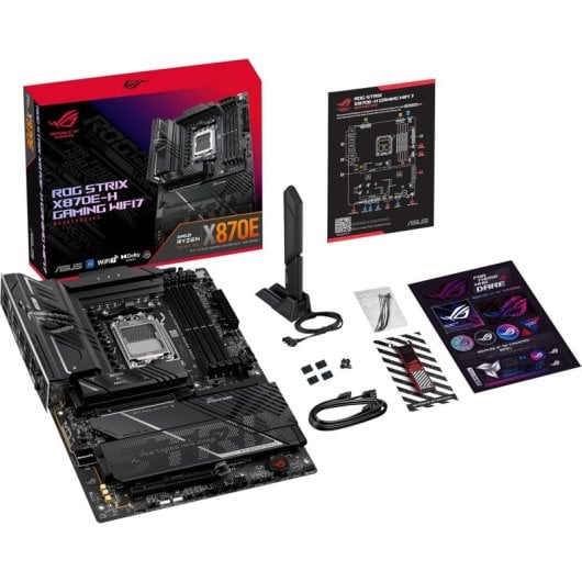ASUS ROG STRIX X870E-H GAMING WIFI7 Motherboard ATX AMD X870E com Wi-Fi 7, DDR5, 4x M.2, 5GbE e Bluetooth 5.4